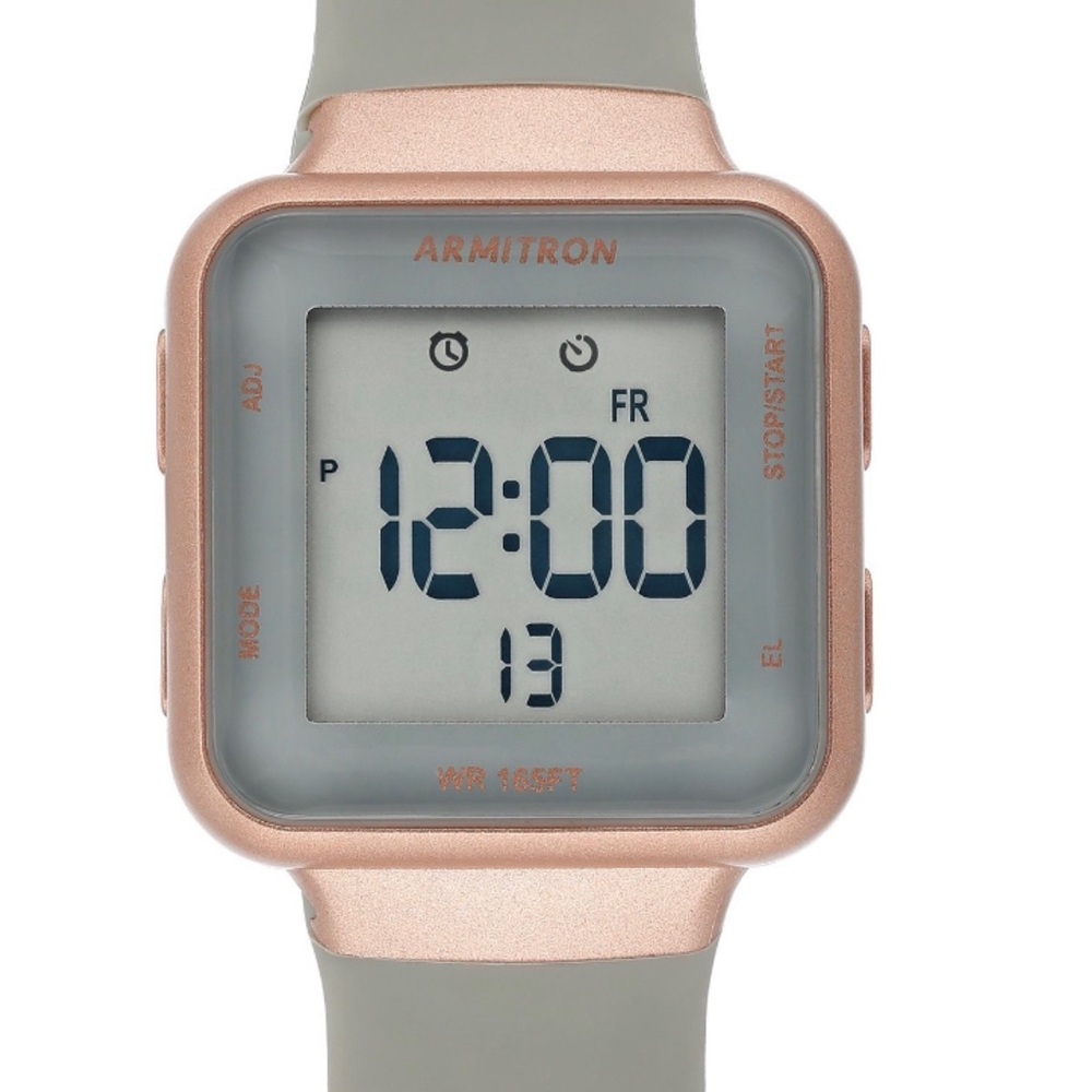 ARMITRON Pro Sport Gray & Rose Gold Toned Digital Wristwatch w/ Adjustable Band
